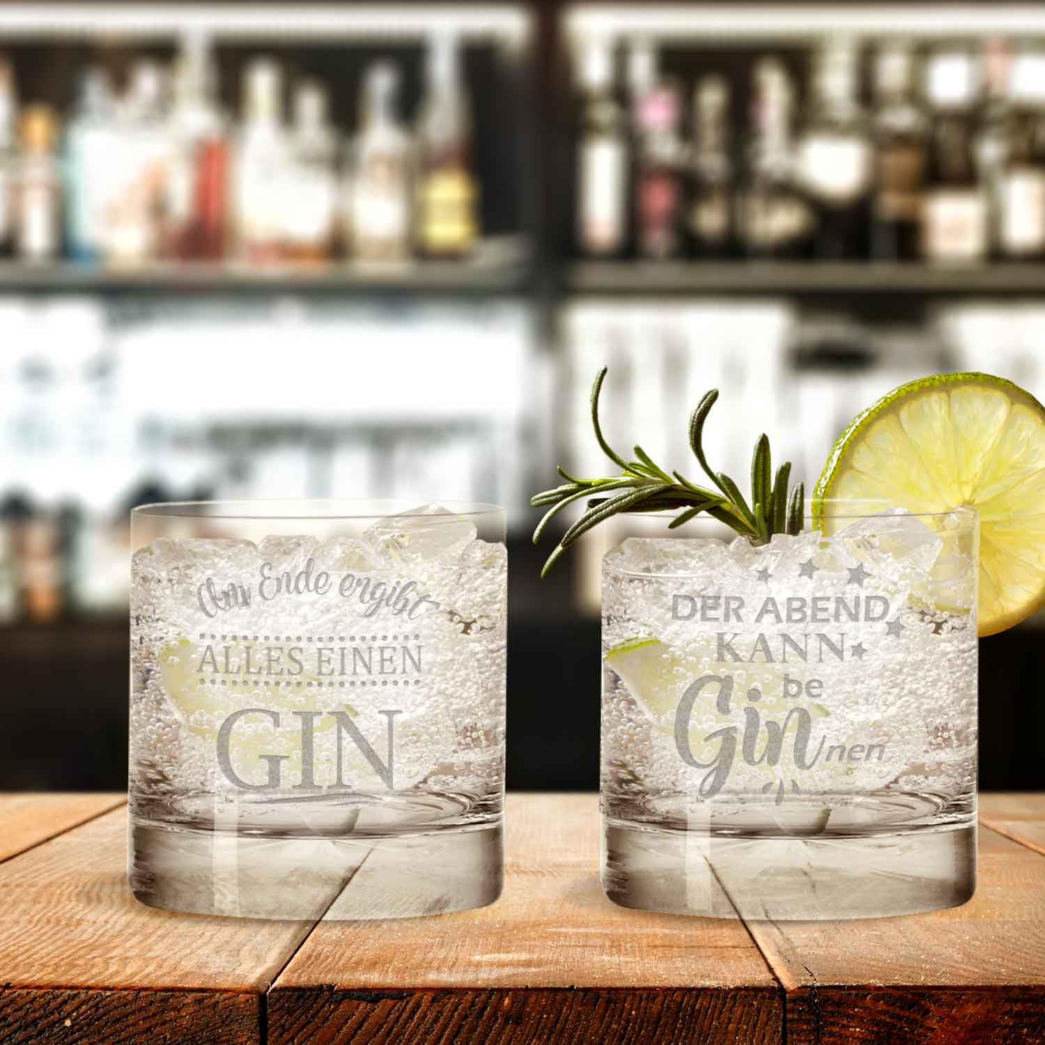 GRAVURZEILE Set di 2 bicchieri da GIN Montana – GIN per il nome desiderato – regalo per buoni amici e partner – GIN GIN GIN + GIN-Tonic