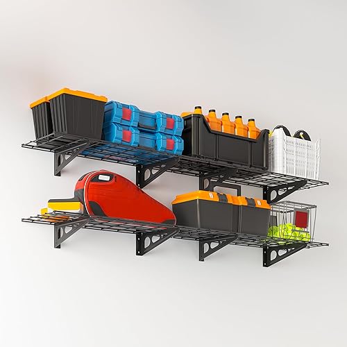 Estantería de garaje de 1 x 6 pies, paquete de 2 estantes de pared para garaje, cocina, almacenamiento de despensa, estantería de capacidad de carga