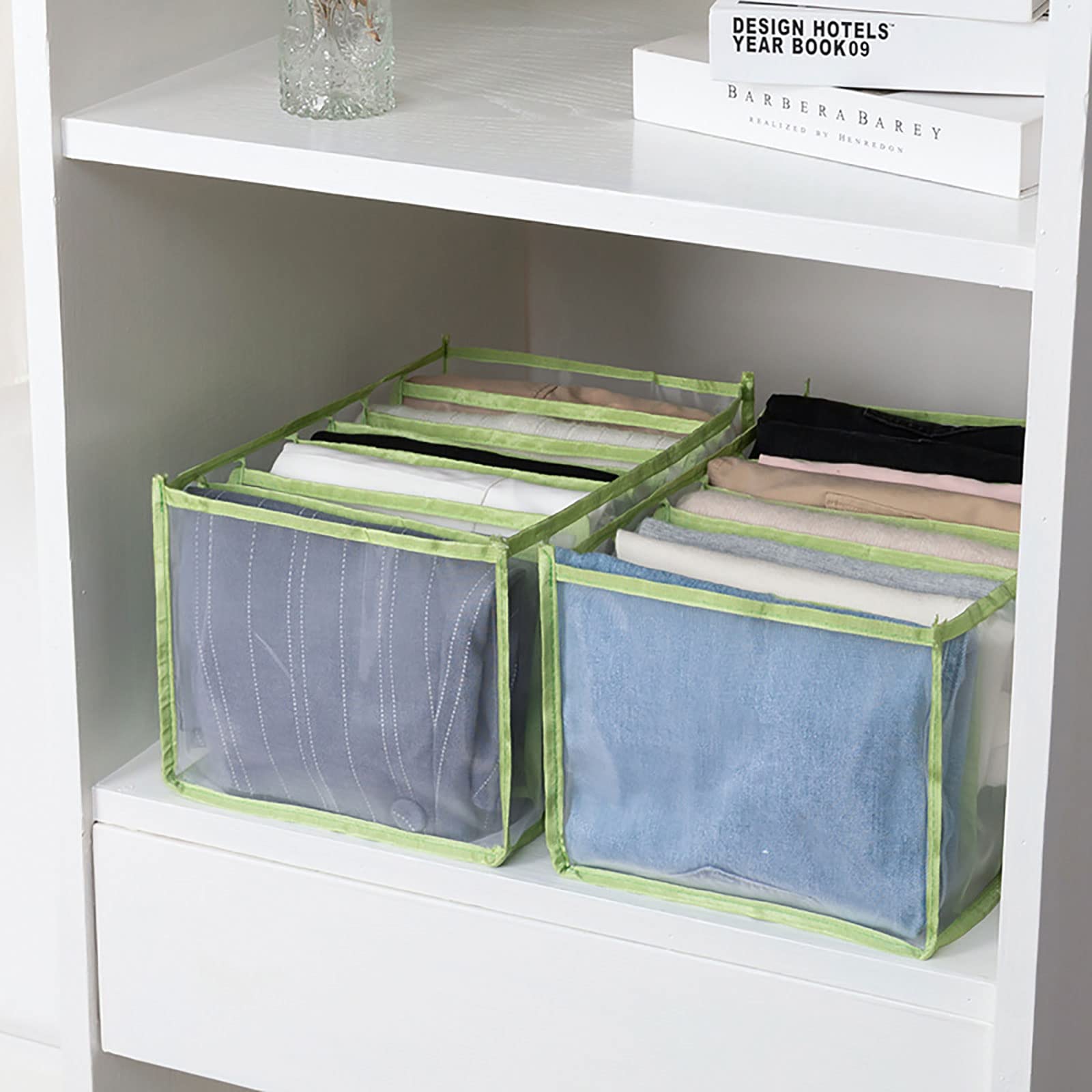 Garde-Robe Organisateur de vêtements pour tiroirs Boîte de séparation en Maille Pliable Lavable 2 boîtes de Rangement pour Ranger Les Chaussettes sous-vêtements Cravates Jeans Pantalons déco