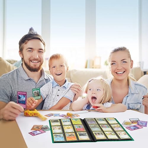 Miniatura 6 de GEAoffice Carpeta de tarjetas, carpeta de 9 bolsillos, carpeta de bolsillo de carga lateral 360 para Yugioh, MTG y otros TCG, color verde