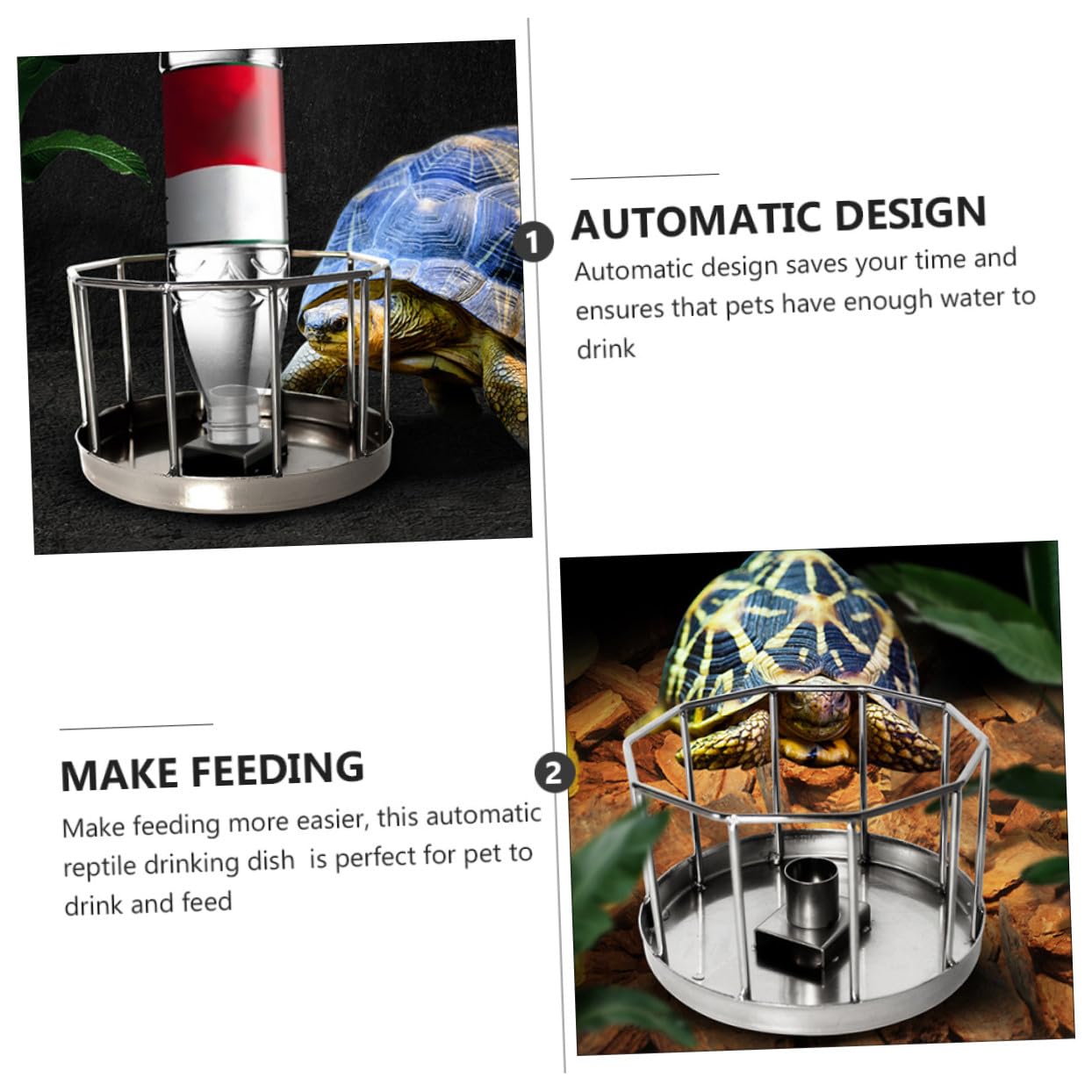 TOYANDONA Fuente De Agua Potable Automática Bebedero para Reptiles Comedero para Tortugas Barba De Dragón De Acero Inoxidable para Terrario