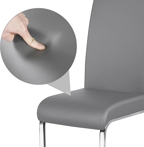 Miniatura 4 de Yaheetech Juego de 4 sillas de comedor modernas, con respaldo alto, tapizadas, sin brazos, patas de metal, asiento de piel sintética para cocina,