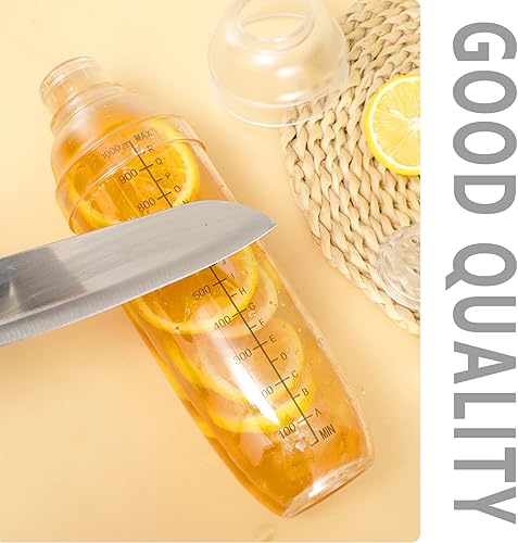 Miniatura 5 de FEOOWV Coctelera de plástico de cuatro etapas mejorada, mezclador de bebidas de mano, taza de té Boba con escalas, herramienta de barra transparente