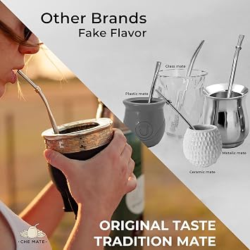 Premium Argentina-Uruguay Yerba Mate Cup and Bombilla Set, Organic Gourd Tea Mug with Steel Straw (Bombilla) and Cleaning Brush, Handcrafted for Loose Leaf Yerba Mate Tea - Imperial Version