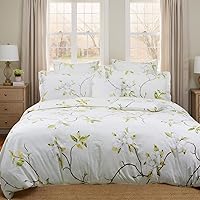 Vista 27 de FADFAY Juego de funda de edredón, ropa de cama floral elegante, beige desgastado con pájaros y flores, juego de funda de edredón vintage de granja