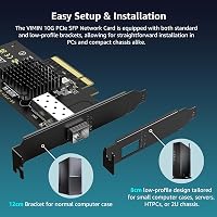 VIMIN 10Gb SFP PCIe Hálózati Kártya Intel 82599 Vezérlővel, Egyportos 10Gbps SFP+ Ethernet Adapter, Windows/Linux/VMware Kompatibilis 7