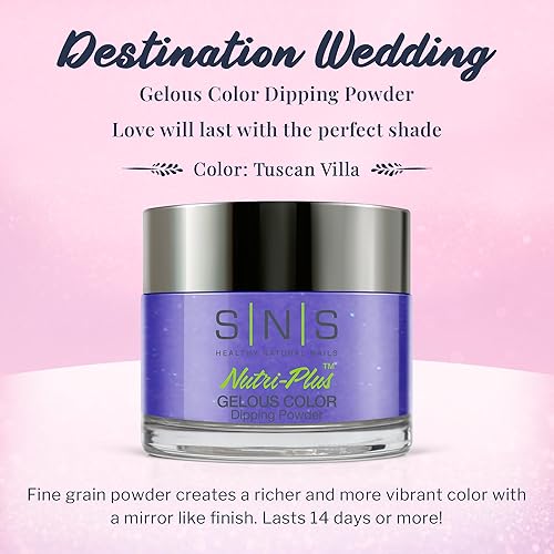 Miniatura 2 de SNS Polvo de inmersión de uñas, polvo de inmersión de color geloso, Villa Toscana (púrpuravioleta, crema), color de uñas de larga duración dura 14