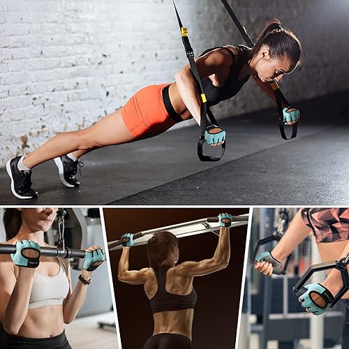 Miniatura 5 de Guantes de levantamiento de peso mínimo, guantes cortos de micro entrenamiento, almohadillas de agarre con protección completa de la palma y agarre