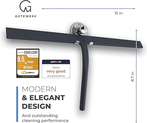 Vista 17 de GÜTEWERK Escobilla de ducha para puertas de vidrio, escobilla de silicona para ventanas, baño y limpieza de vidrio, color negro, 9 pulgadas