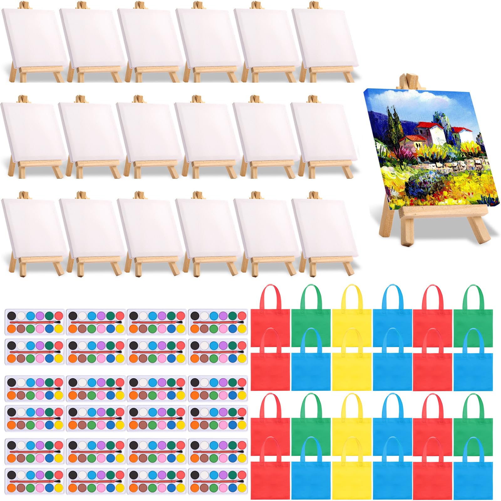 Photo 1 of Teling Mini Canvas with Easel Paint Set, 24 Packs