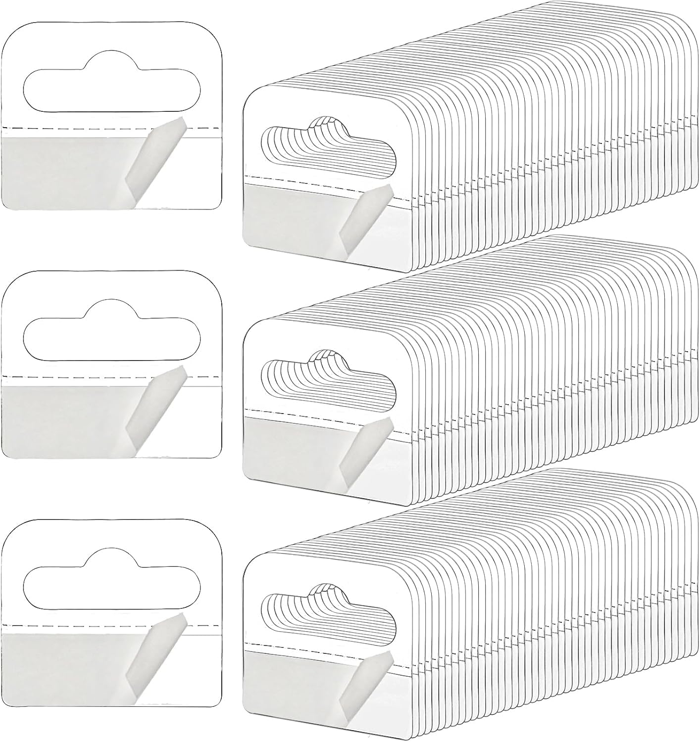 Hiceeden 800 Pcs Clear Slot Hole Hanging Tabs, 1-8/10" ×1-3/5" Plastic Self Adhesive Hanging Tags, Heavy Duty Sticky Hang Tabs Hanger for Retail Store Display