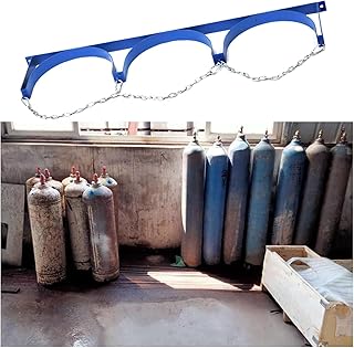 HGOuhK Organizador de bombonas Soporte fijo de pared for cilindros de gas de acero con cadena protectora, color azul, for hospitales, fábricas y escuelas. Soportes para bombonas de oxígeno(9 Pieces,37