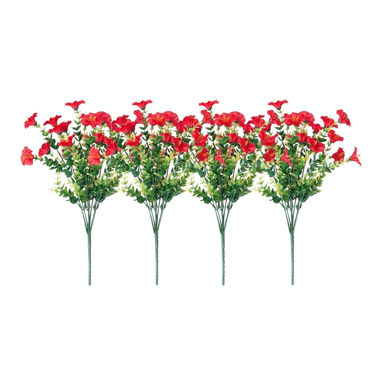 Yeobezn Artificial Buttercup Flowers 12PCS Artificial Flowers Morning Glory Flowers Outdoor Decoration Shrub Plants For Porch Farmhouse Garden Home Yard Decor(Red)