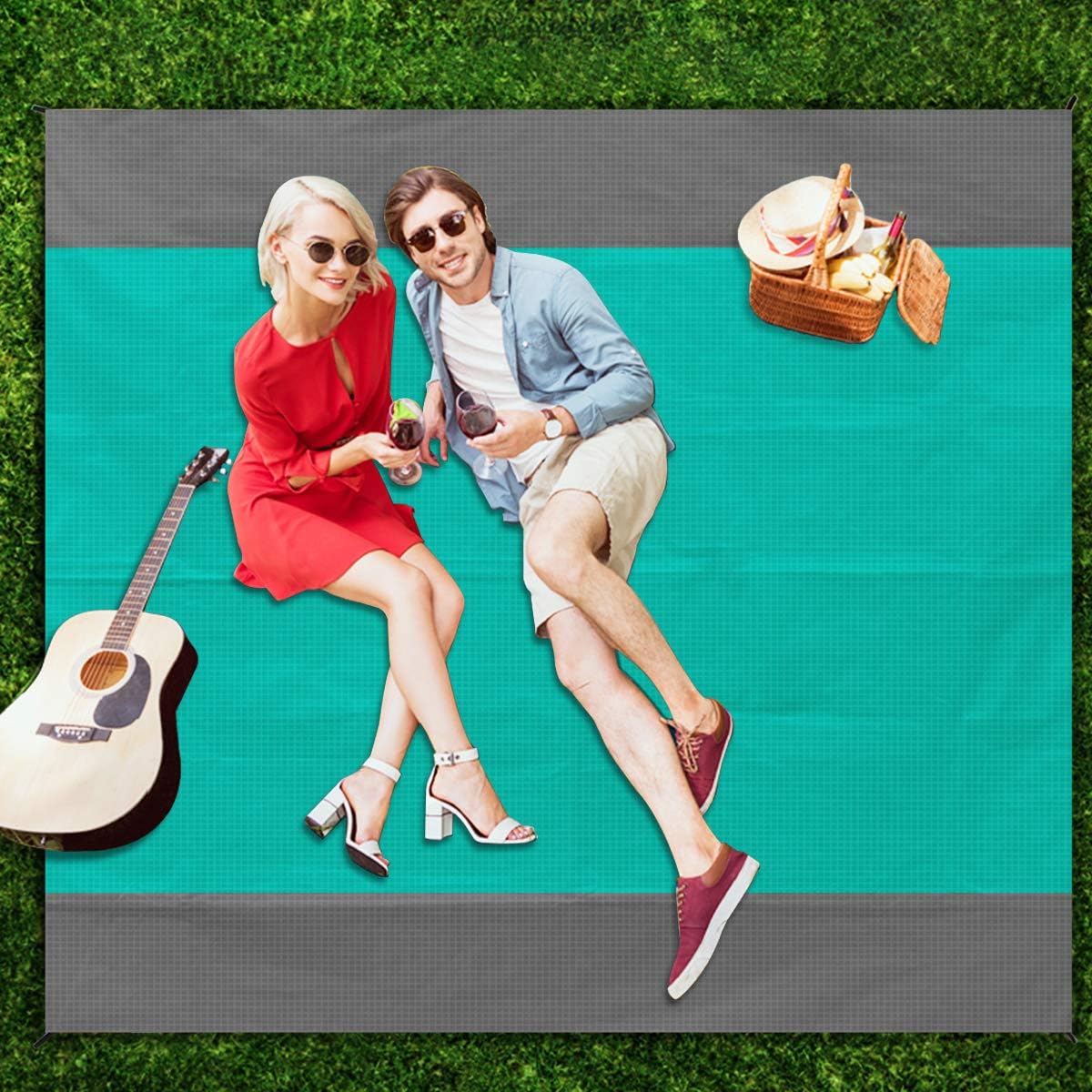 Apfity Beach Blanket Sandproof, 83''×79'' Waterproof Beach Blankets, Lightweight Picnic Beach Mat for 4-7 Adults, Sand Free Blanket for Outdoor Travel, Camping, Hiking