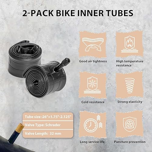 Miniatura 4 de MOHEGIA Juego de neumáticos de bicicleta de montaña 2 unidades de 26 x 1.9527.5 x 2.1 pulgadas plegables de repuesto para bicicletas y tubos