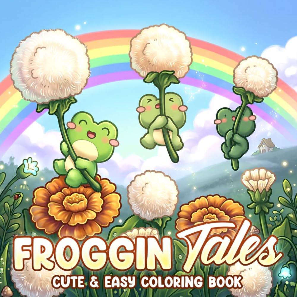 Froggin Tales Coloring Book: A Coloring Page for Adults and Teens Featuring Cute Frogs, Enchanted Lily Pads and Cozy Adventures for Relaxation