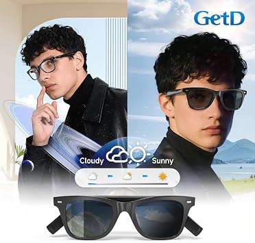 GetD 2026 AI Glasses for Men & Women, Smart Glasses Powered by ChatGPT, AI Real-time Translation with 145 Languages, 11H Music Play, Bluetooth Glasses with Photochromic Lens for Daily Use, Travel