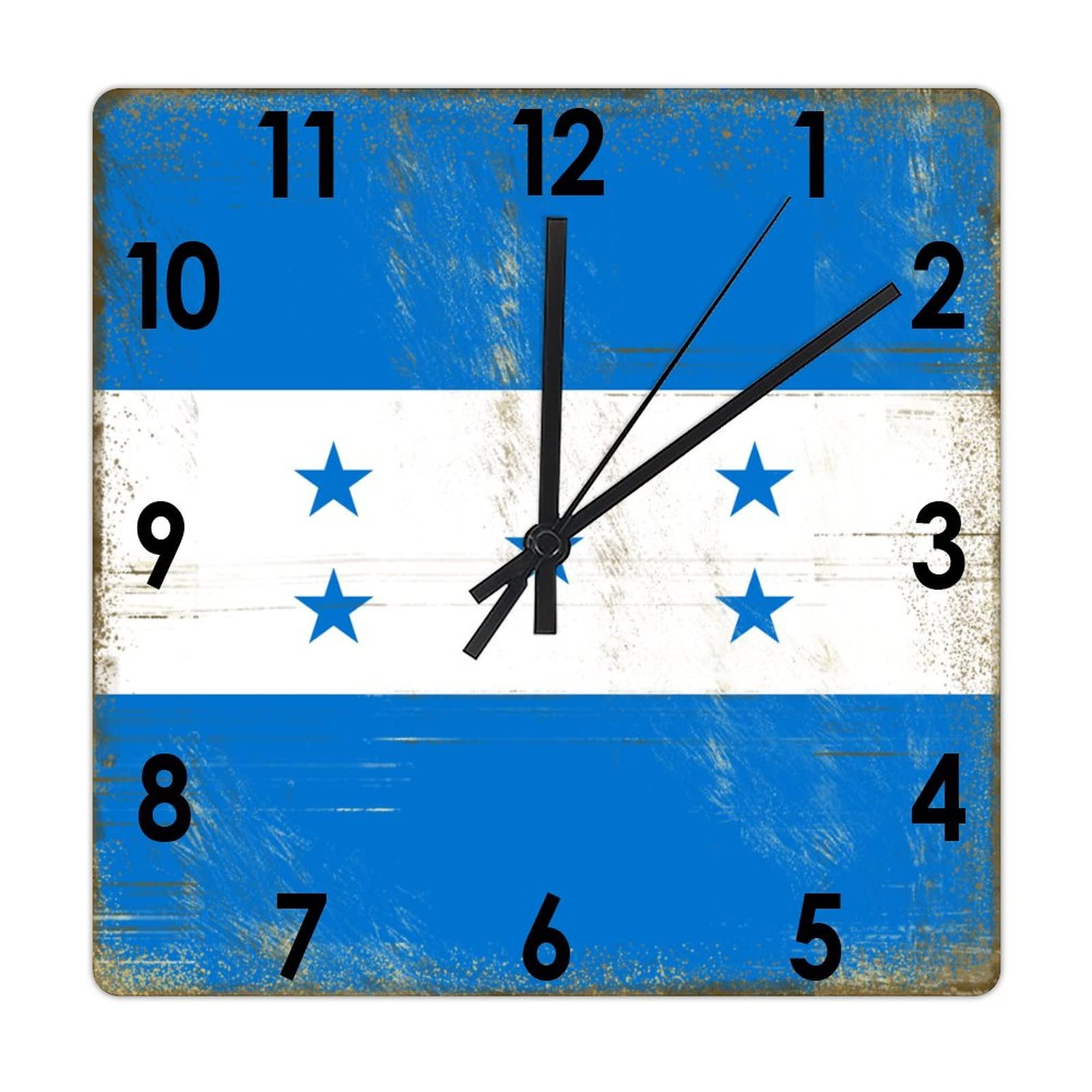 Horloge murale carrée Honduras bois 30,5 cm avec finitions soignées sans bruit