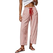 UNCLECAT Womens Faux Linen Barrel Pants Comfy Lounge Pants with Pockets