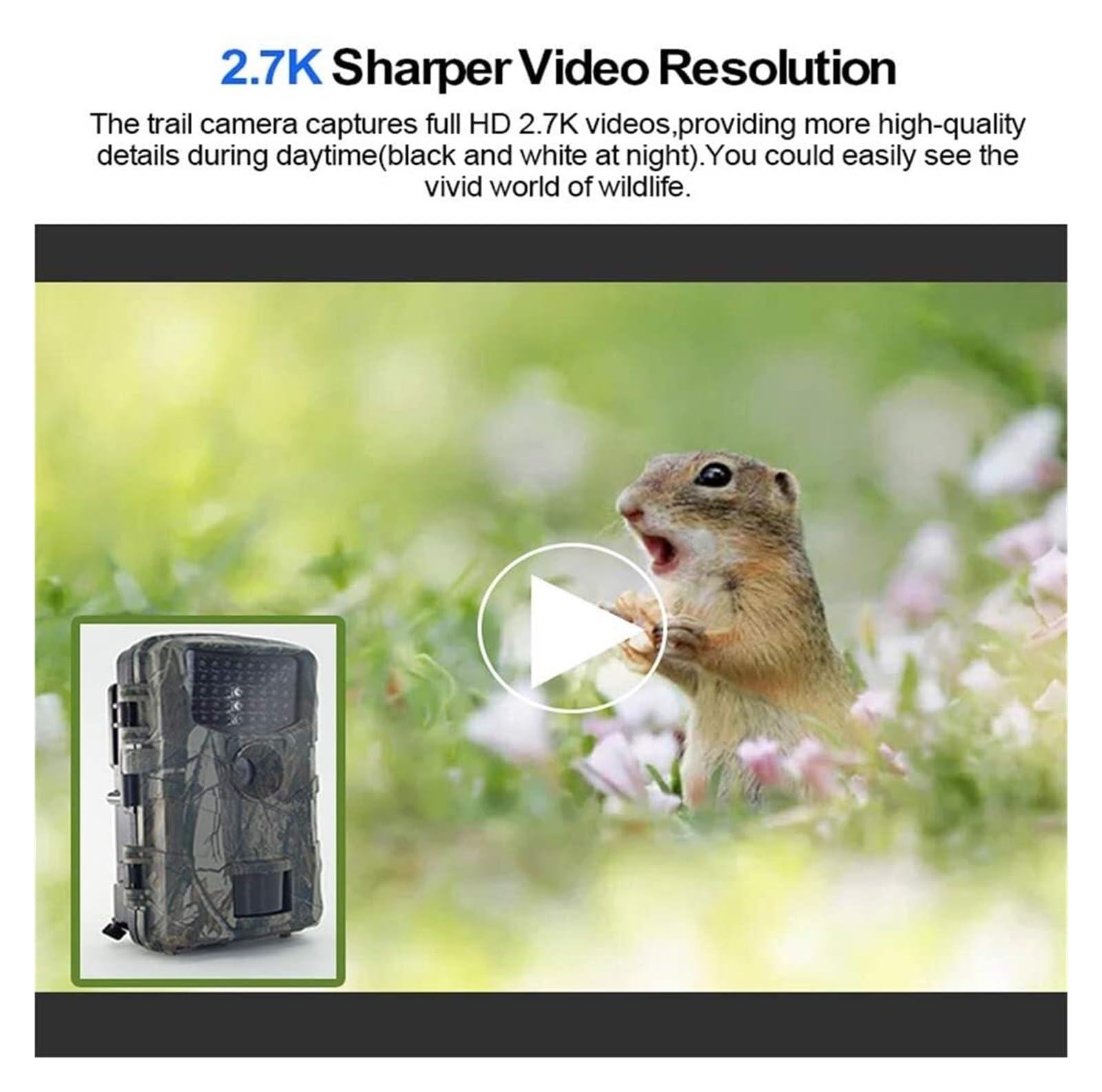 VChics Caméra de Chasse, Trail Camera 2.7K 48MP 940NM Caméra De Chasse Infrarouge Suivi Vitesse Déclenchement 0.3s IP66 Starlight Vision Nocturne Piège Jeu Cam