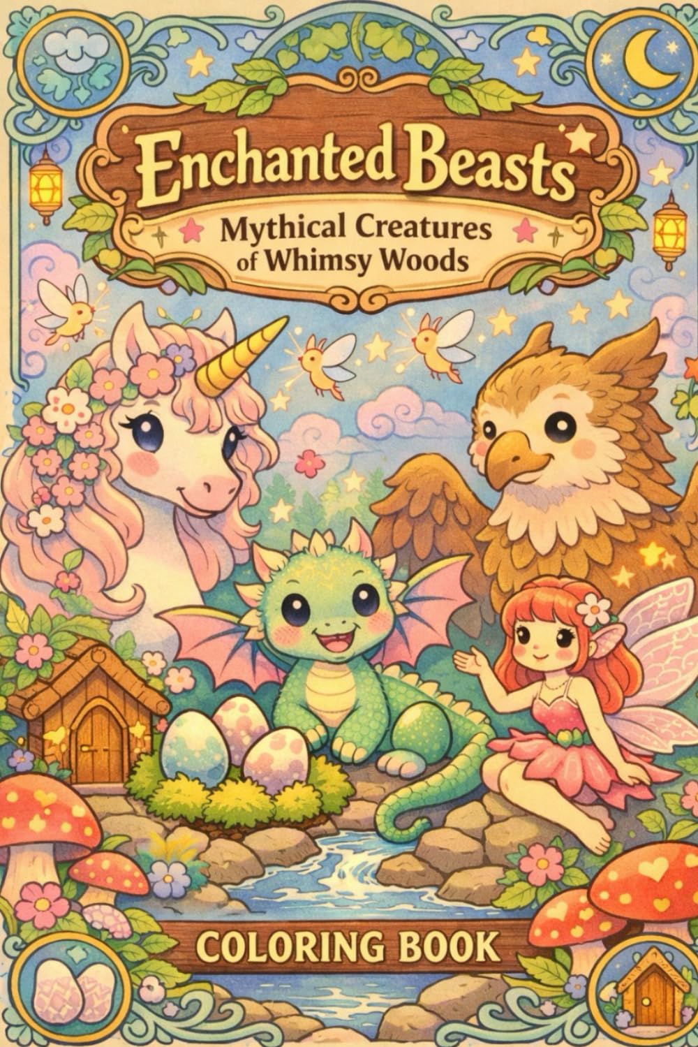 Enchanted Beasts: Mythical Creatures of Whimsy Woods (Cozy Calming Coloring books)