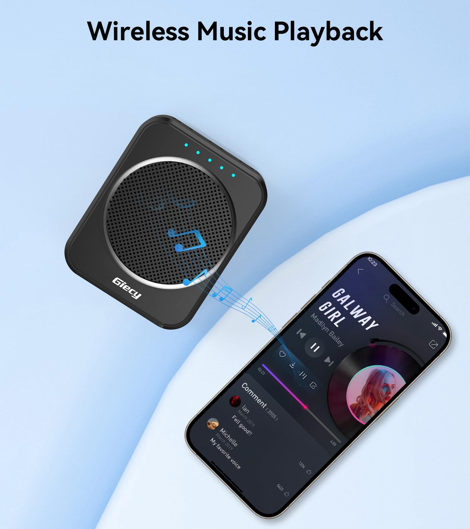 Amplificador de Voz con Micrófono Inalámbrico de Solapa Portátil,Anti-Retroalimentación DSP,Batería Recargable 2800mAh,Sistema de Megafonía para Profesores,Guías Turísticos y Uso Exterior