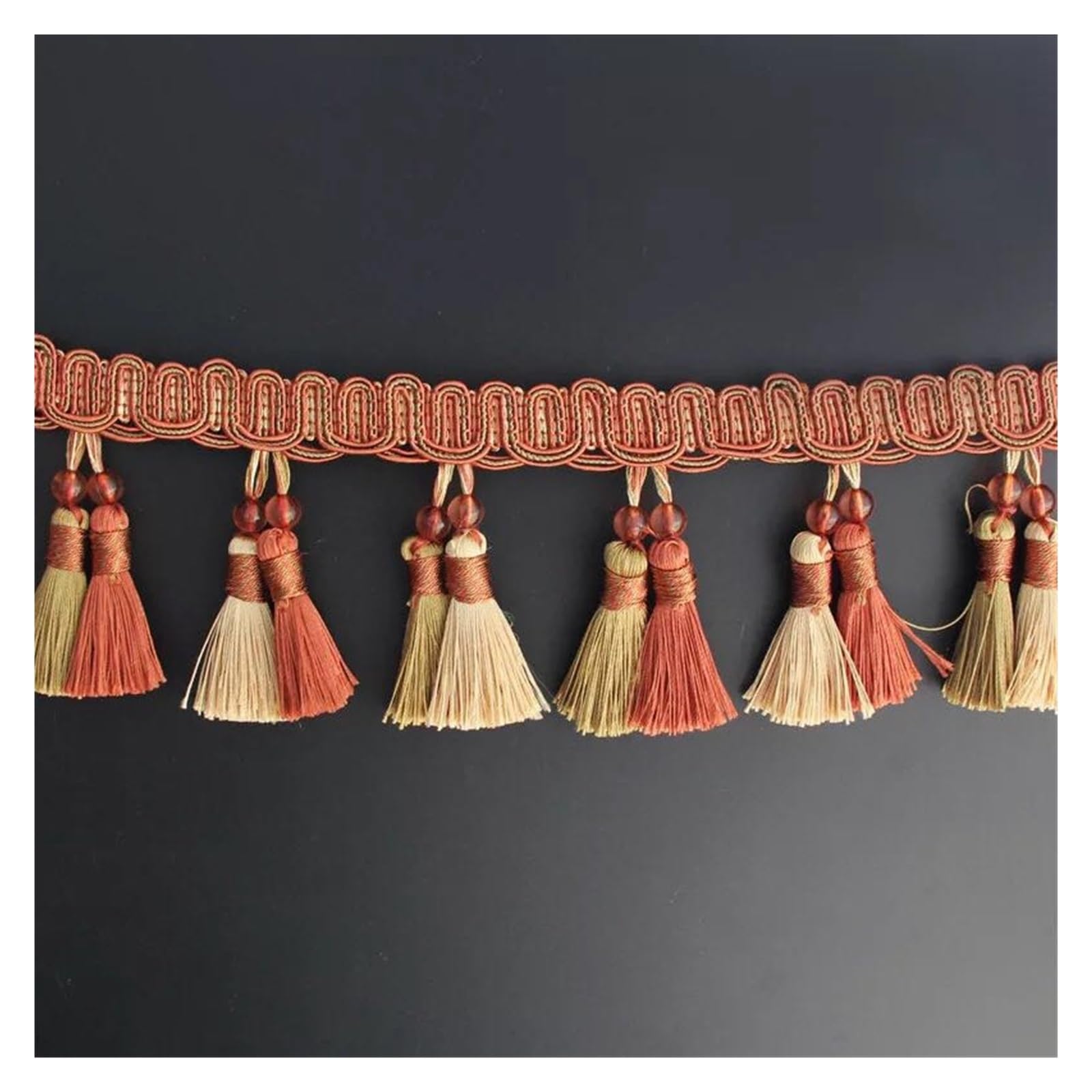 Rideau en forme de triple pompon européen, 6 m/Lot, perles en dentelle, pointes suspendues, sangles de boule, accessoires de décoration de la maison wanglan(Green)