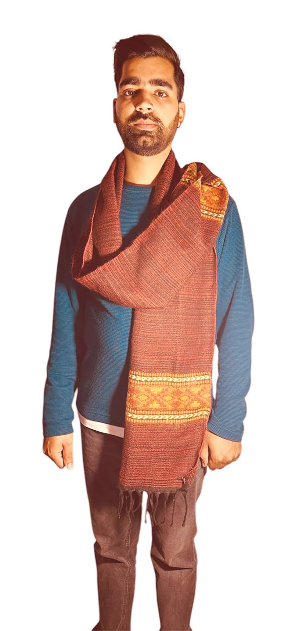 Hand Woven Kullu Pure Woolen Muffler Kullu Handloom for Men and Women-image-43