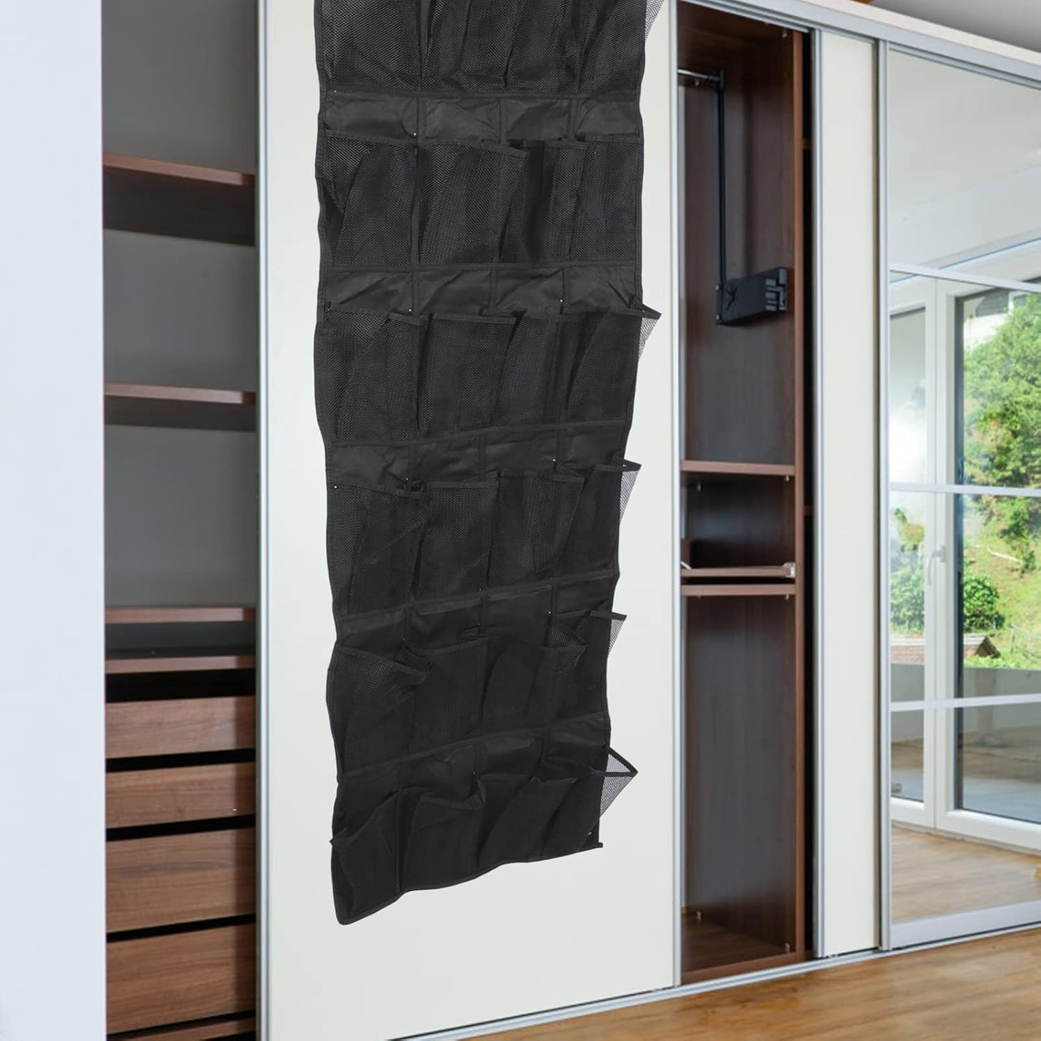 24 Grid Door Shoe Hanging Bag, Non Woven Mesh Storage Organizer