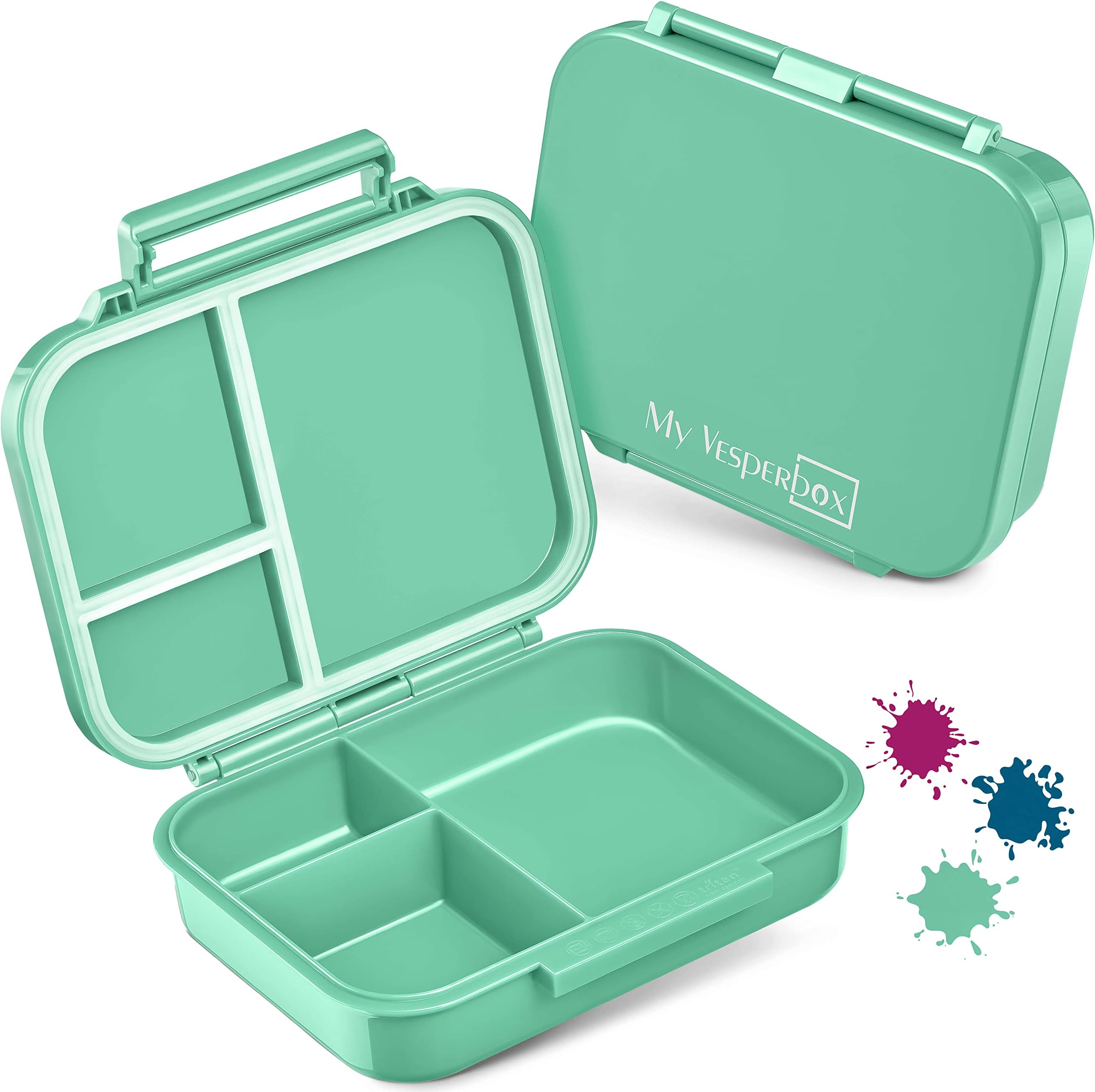 2 Brotdosen Mit 3 Fach-Aufteilung – Lunchbox Für Erwachsene & Kinder, Farbig, 25x23 Cm