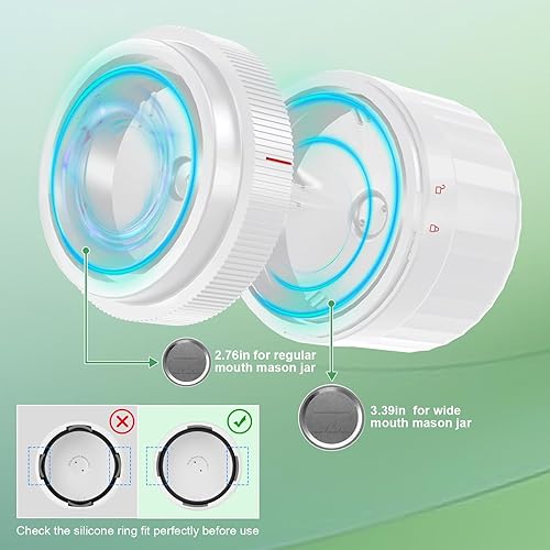 Miniatura 5 de VP06+ - Sellador al vacío para tarros de masón, sellador al vacío eléctrico para tarros con tapas Mason de boca ancha y regular, sellador de vacío