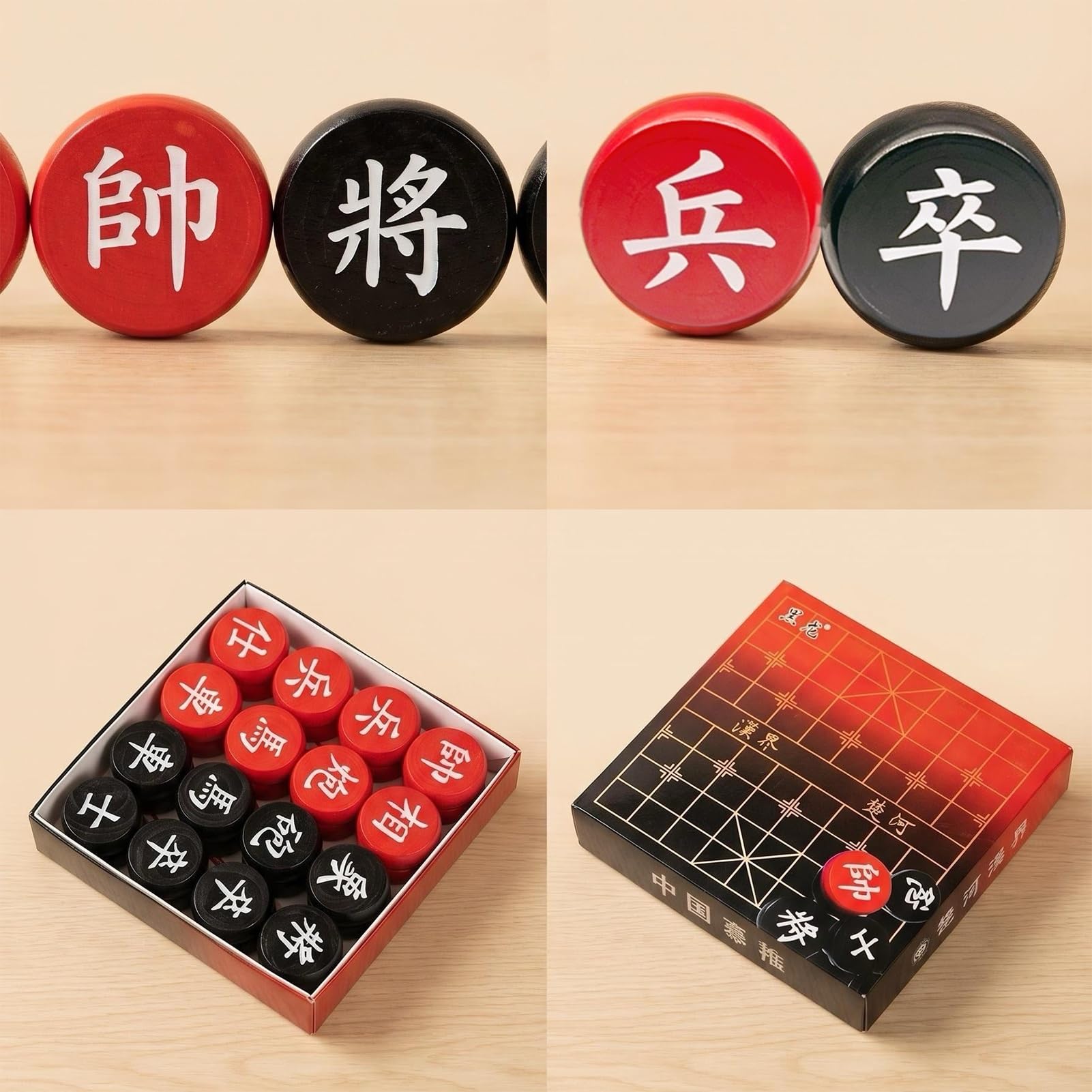 Juego de ajedrez Chino con Piezas de Fresno y Tablero de ajedrez portátil Xiangqi