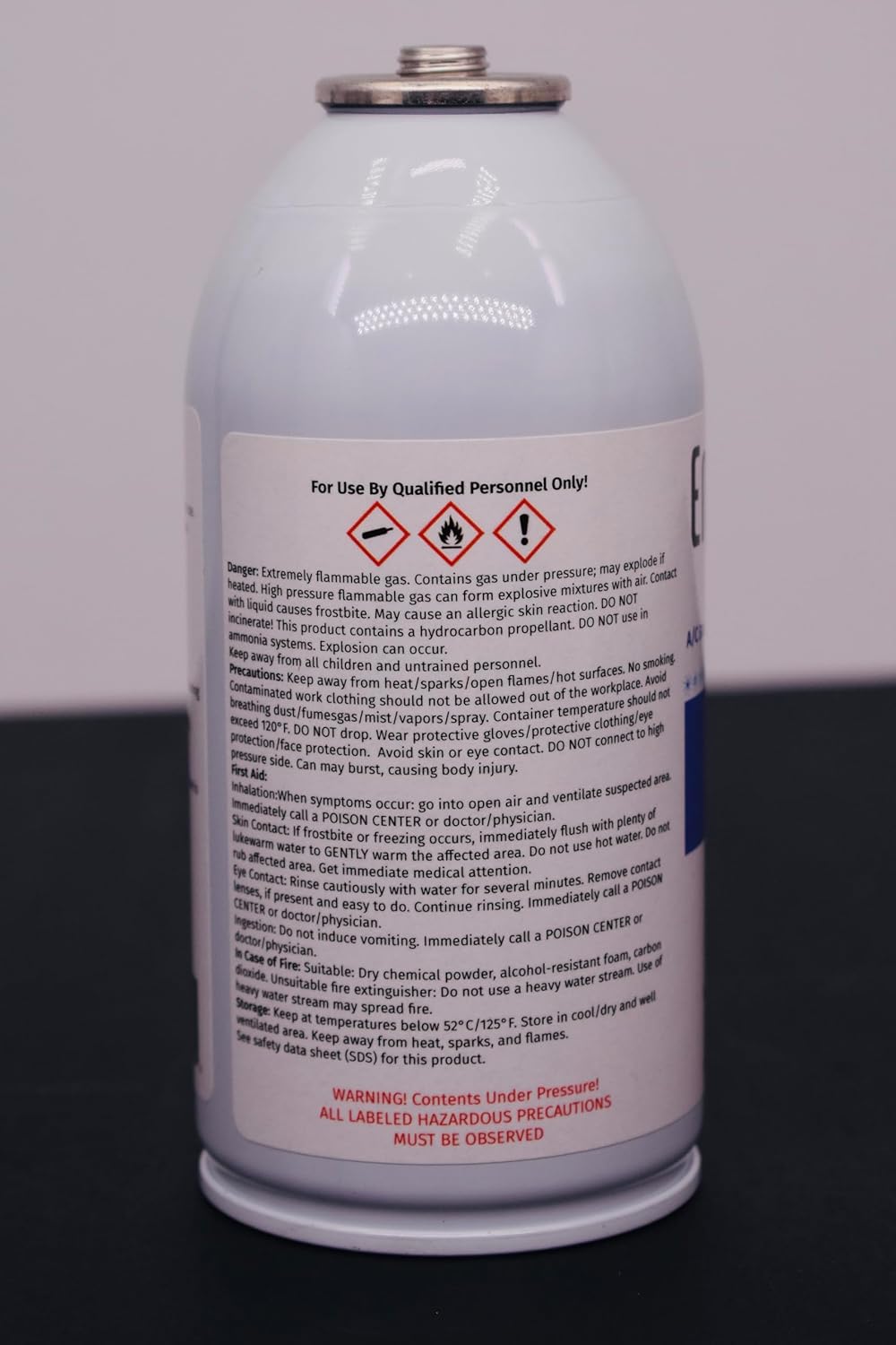 Back of Arctic Air for R12 Systems can with safety warnings