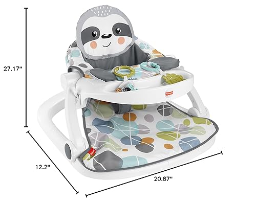 Miniatura 7 de Fisher-Price Silla portátil para bebé con bandeja de aperitivos, asiento de piso con clacker enlazable y juguetes mordedores, lindo perezoso