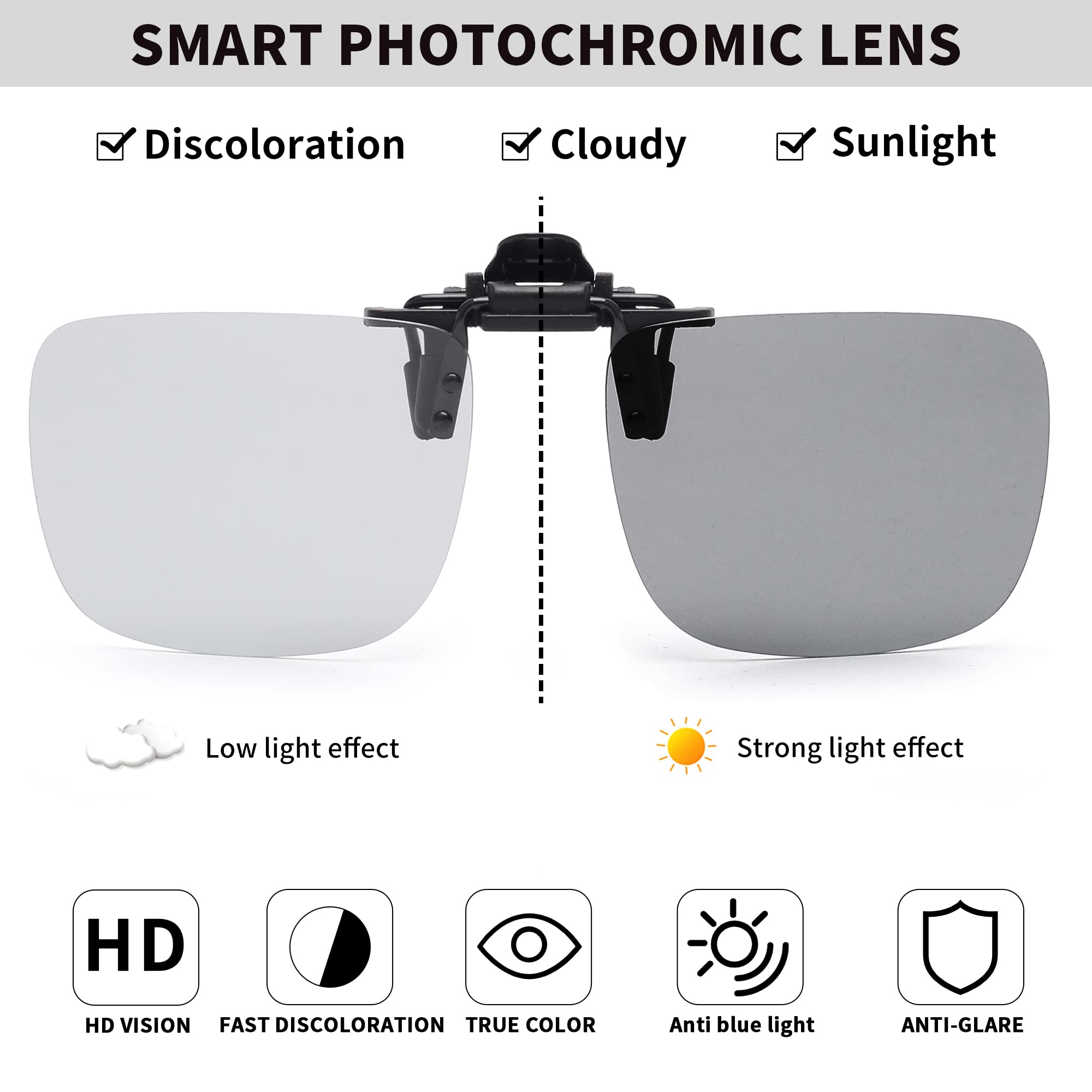 JM Clip Occhiali da Sole Polarizzata con Lenti Flip Up Senza Montatura per Occhiali da Vista…