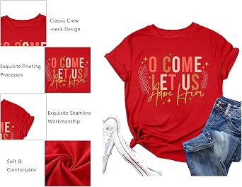 Christmas Shirts for Women: Christian Christmas T Shirt Christian Religious Tops Xmas Gift Casual Short Sleeve Blouse