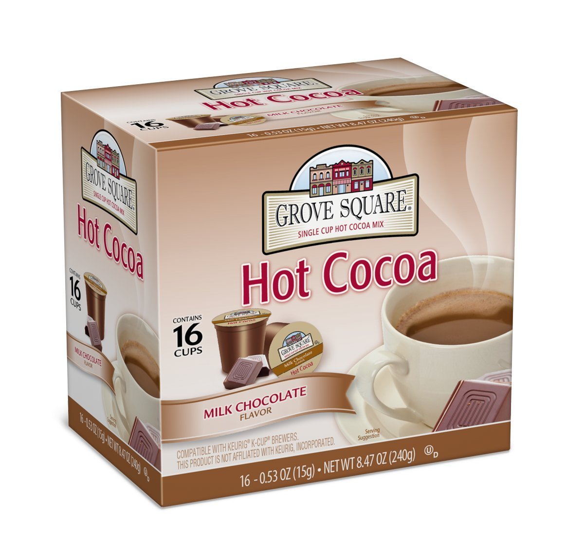 GROVE SQUARE SINGLE CUP HOT COCOA MIX MILK CHOCOLATE FLAVORFOR KEURIG COFFEE