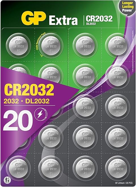 CR2032 - Set da 20 | GP Extra | Batterie al Litio a Bottone CR 2032 da 3V - Lunga Durata