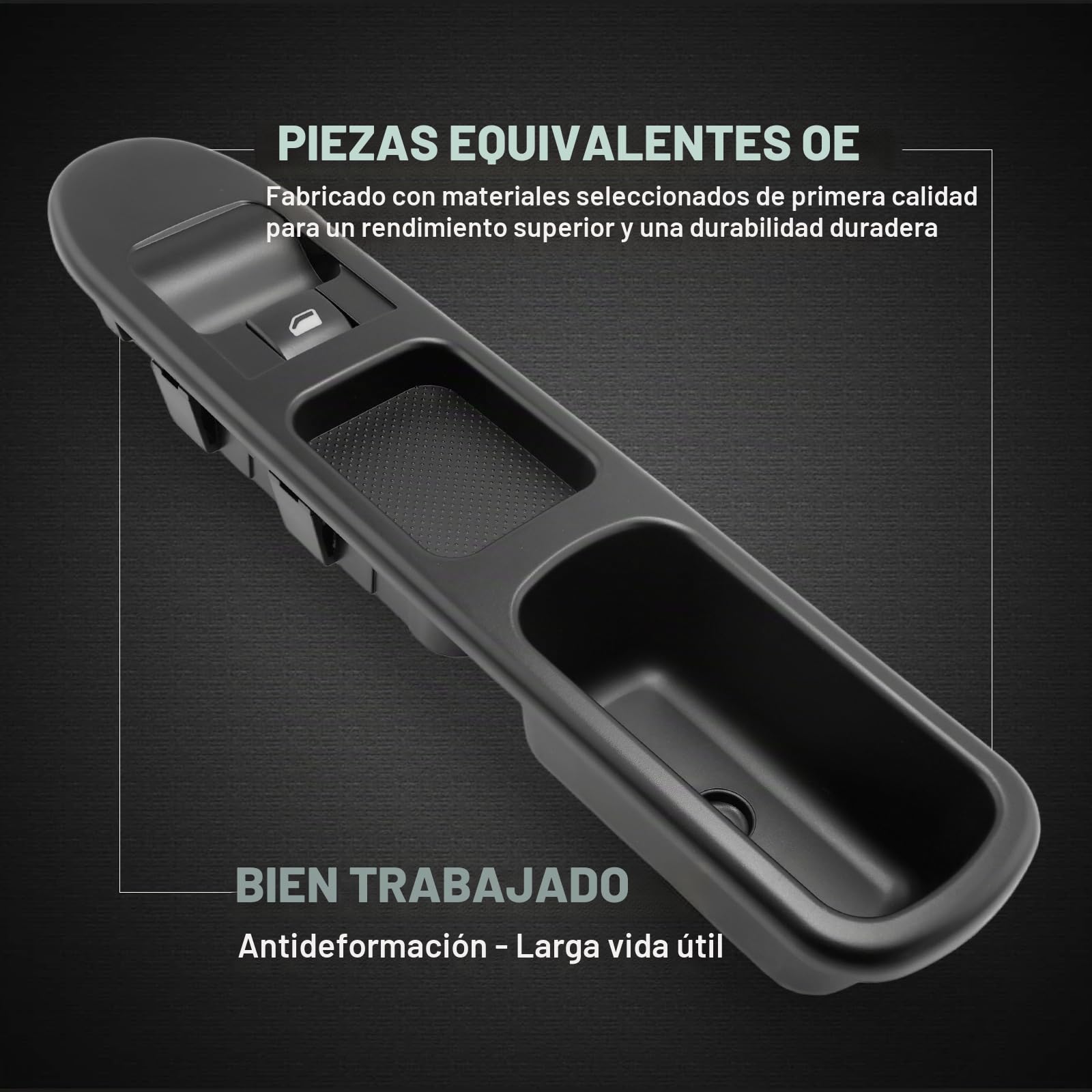 Baceyong 4 pines Interruptor de Control Elevalunas Botón 6490.HQ | Compatible con Peugeot 207 6554.HJ ABS Negro Interruptor de Regulador de Ventana Lado del Pasajero