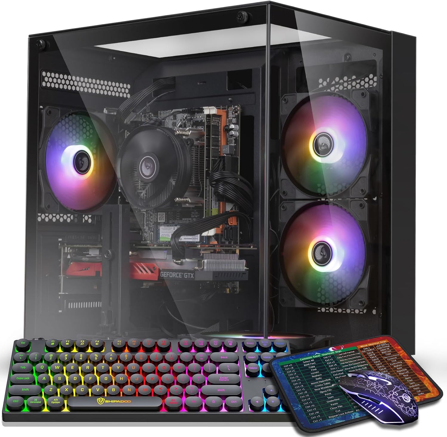 Product image of Prebuilt Gaming PC Desktop Computer,Intel Core i7 Desktop,Operating at A Frequency of 3.4-3.9 GHz,RX590 Graphics Card with 8GB GDDR5 Video Memory,16GB RAM, 1TB NVME SSD,WiFi 5.0,RGB Fan x5