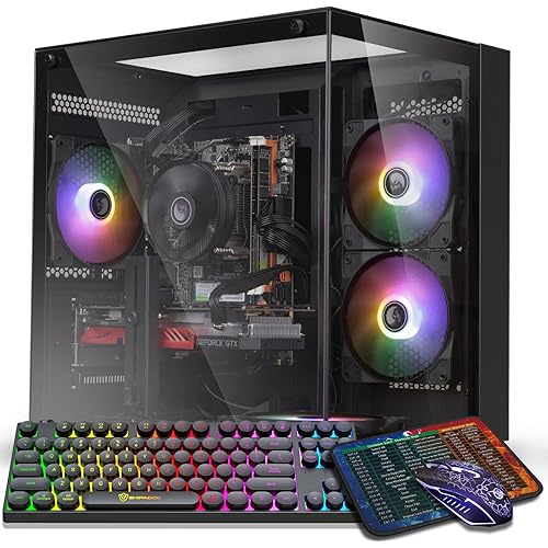 Prebuilt Gaming PC Desktop Computer,AMD Ryzen R5 5500 Desktop,Operating at A Frequency of 3.6-4.2 GHz,RTX 4060 Graphics Card with 8GB GDDR6 Video Memory,16GB RAM, 1TB NVME SSD,WiFi 5.0,RGB Fan x4