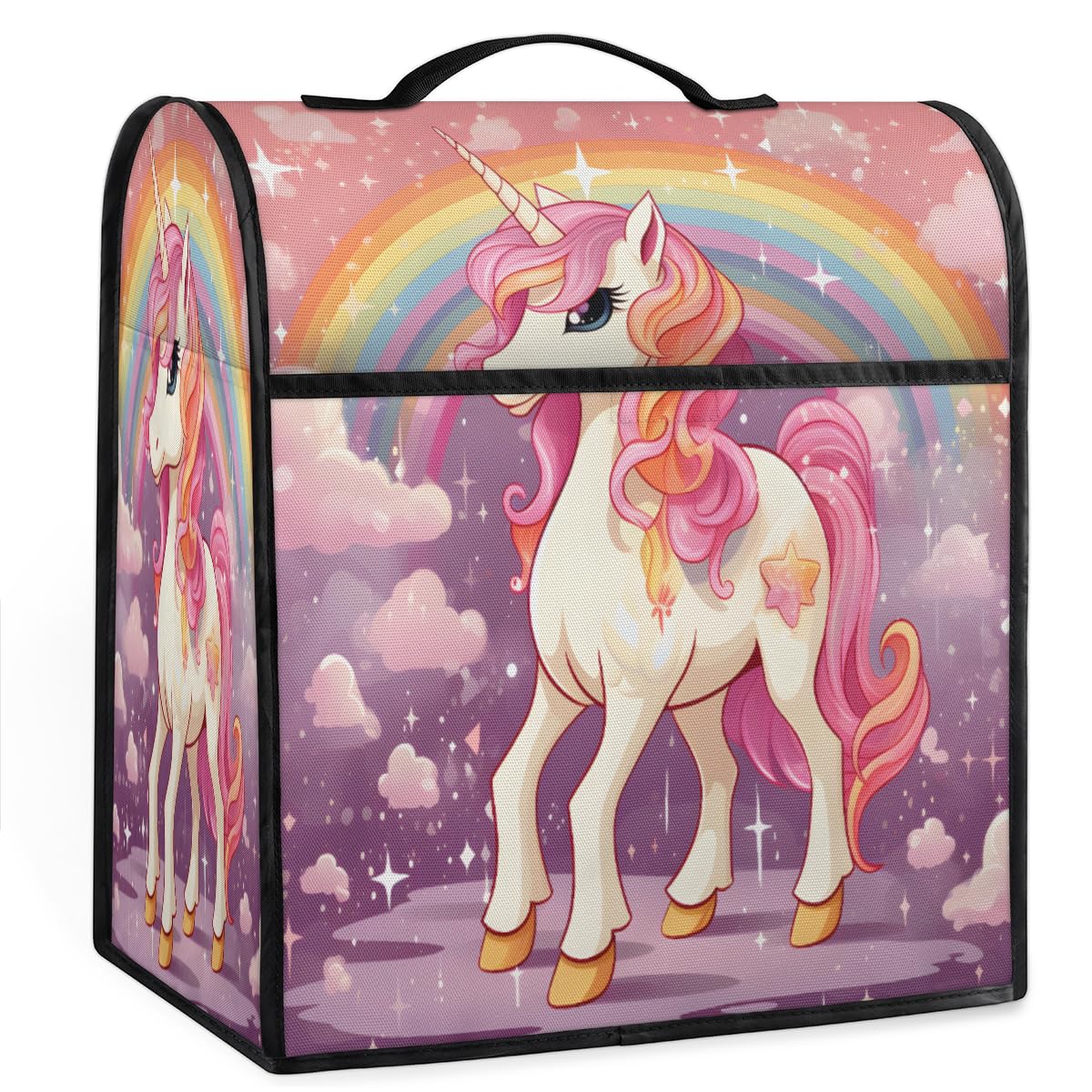 Coffee Maker Cover Cute Cartoon Unicorn Kitchen Appliance Covers Small Appliance Covers Blender Cover Juicer Cover Dust Covers for Kitchen Appliances with Top Handle and Pockets,Washable,C382