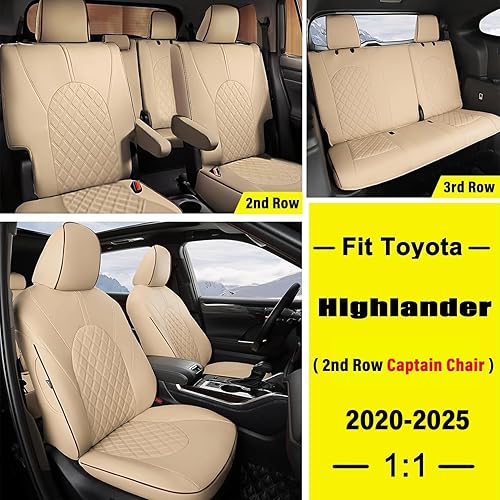 Miniatura 8 de GIANT PANDA Juego completo de fundas de asiento de automóvil personalizadas para Toyota Highlander LLEXLELimitedHybrid 2020 2021 2022 2023 2024