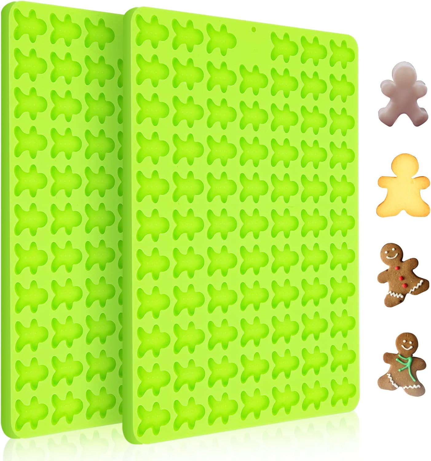 Gingerbread Man Silicone Mold, 2 PCS Mini Dog Treat Molds, 152 Cavity