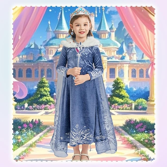 Disfraz princesa invierno para niñas con capa miniatura 2