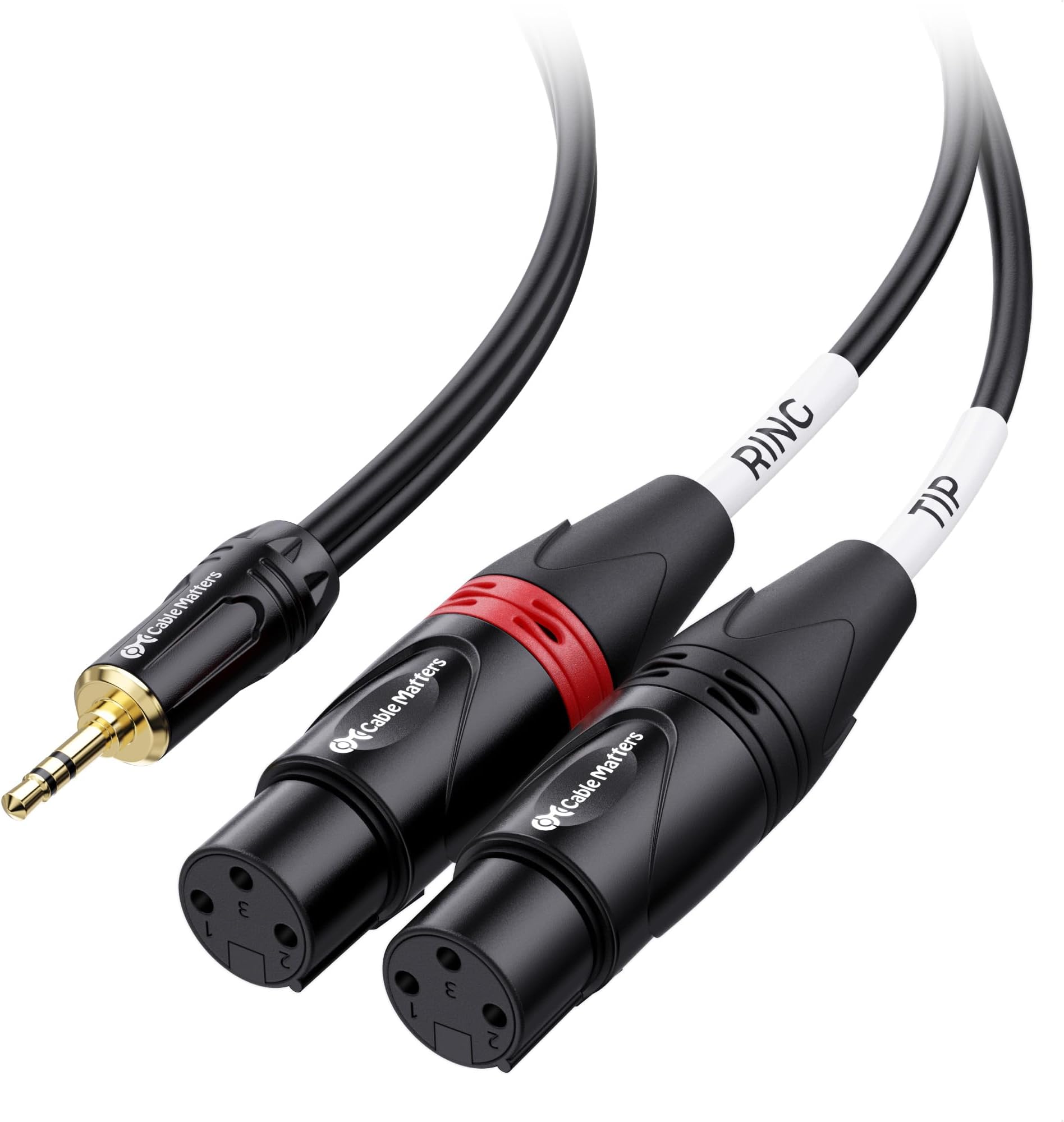 Cable Matters 3.5mm TRS to 2 XLR Cable, Male to Female, 6ft | 1/8 Inch TRS, Aux to Dual XLR Female Breakout Cable