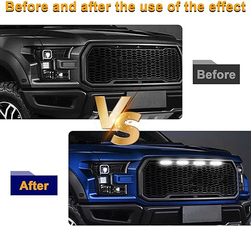 Miniatura 4 de Dickno 3 luces de parrilla para automóvil, luces LED ámbar brillante con arnés de cableado, lámparas de parrilla frontal impermeables, lámparas de