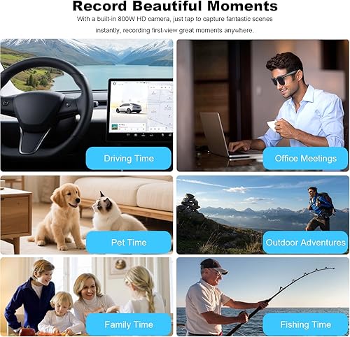 Miniatura 5 de Lentes inteligentes AI con cámara y audio, lentes de cámara HD de 8 MP para hombres y mujeres, gafas de sol para grabación de video 1080P,