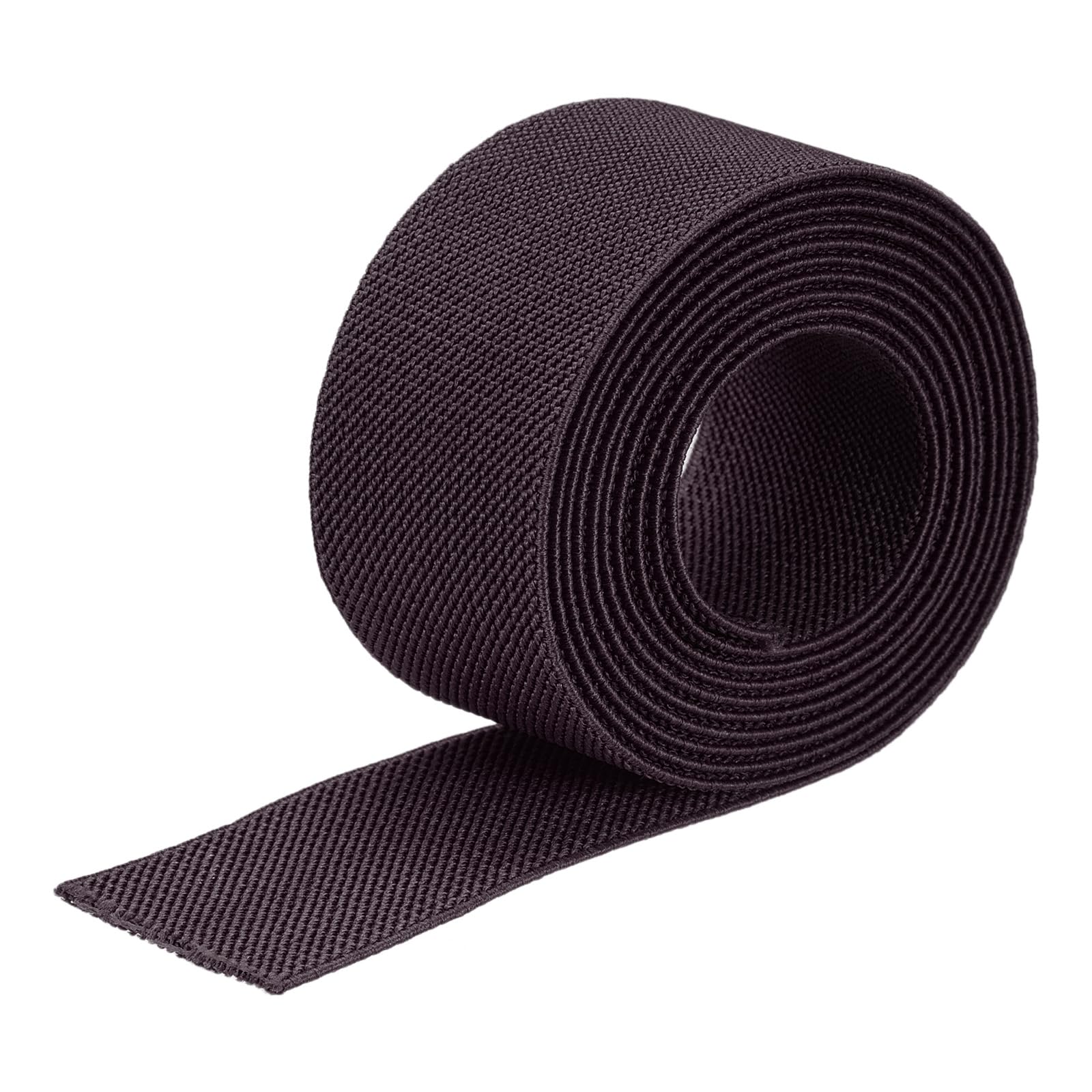MECCANIXITY Banda elástica de sarga de doble cara, 1.5 pulgadas, plana, 2 yardas, 1 rollo, cordón de cinta elástica plana, marrón oscuro para costura, cintura
