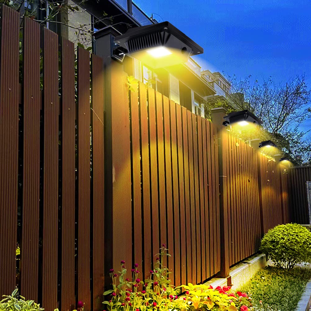 Solar Dachrinnenlampe für den Außenbereich, 8STK Solarlampen für Außen Garten, Wasserdichte 40 LEDs Zaunbeleuchtung, Schwarz Solar Wandlampe Warmweißes Solarlicht für Garage, Terrase